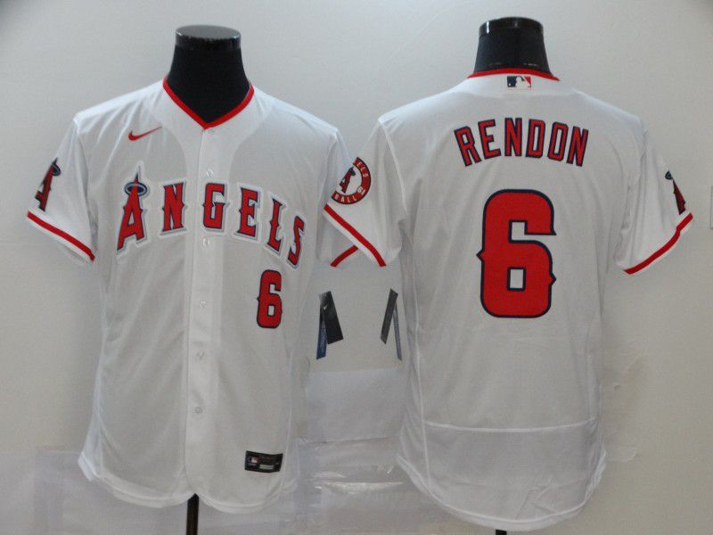 Men Los Angeles Angels #6 Rendon White Nike Elite MLB Jerseys